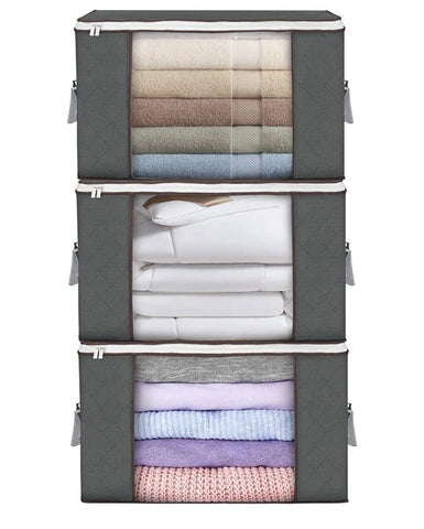 3 Pack 90L Multiuse Storage Bags, Cloths, Duvet, Toys With Zips/Durable Handles