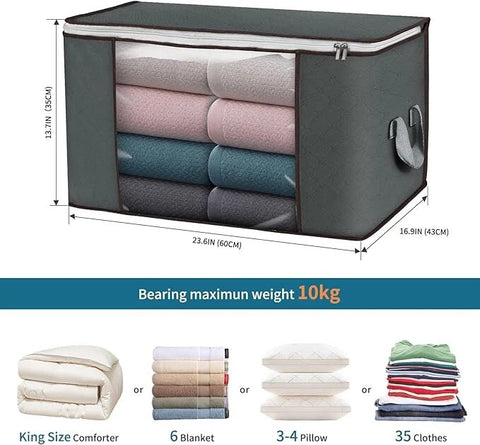3 Pack 90L Multiuse Storage Bags, Cloths, Duvet, Toys With Zips/Durable Handles