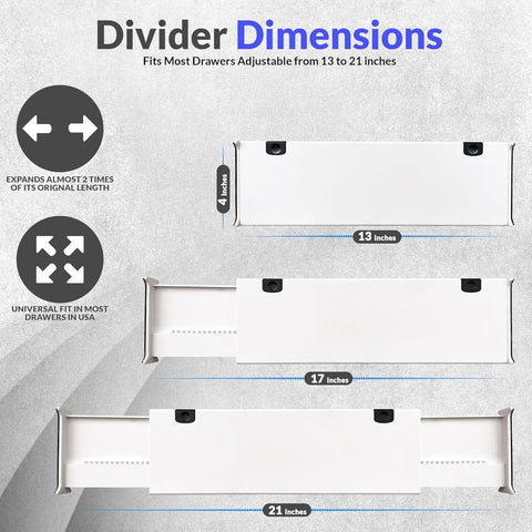 Expandable 4 Pack Drawer Dividers, Drawer Organizer & Storage Organizer/Solution