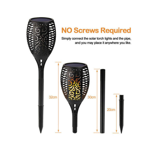 Solar Torch Lights for Outdoor & Pathways | Automatic Solar Flame Lights | Waterproof Solar Flame Torch