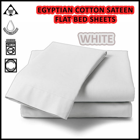 Luxury Hotel Quality Flat Bed Sheets Sateen 100% Egyptian Cotton Bed Sheet 600TC