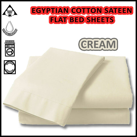 Luxury Hotel Quality Flat Bed Sheets Sateen 100% Egyptian Cotton Bed Sheet 600TC